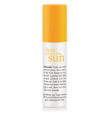 age-defense very water-resistant spf 30 uva and uvb broad-spectrum spray sunscreen for body - here comes the sun - sun care 4 oz.