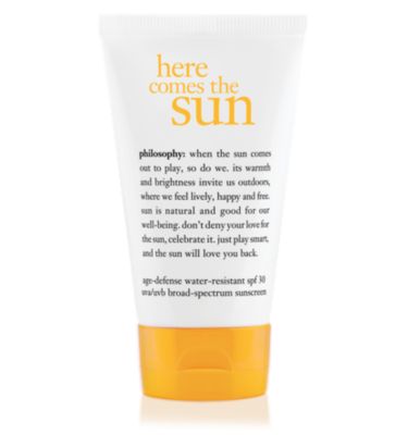 age-defense water-resistant spf 30 uva and uvb broad-spectrum sunscreen - here comes the sun - sun care