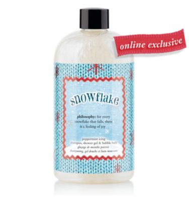 philosophy peppermint icing shampoo, shower gel & bubble bath - snowflake - bath & shower gels 16 oz.