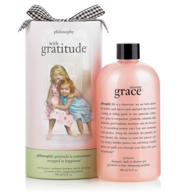 philosophy amazing grace perfumed shampoo, bath & shower gel - with gratitude - holiday fragrance/perfume 16 oz.