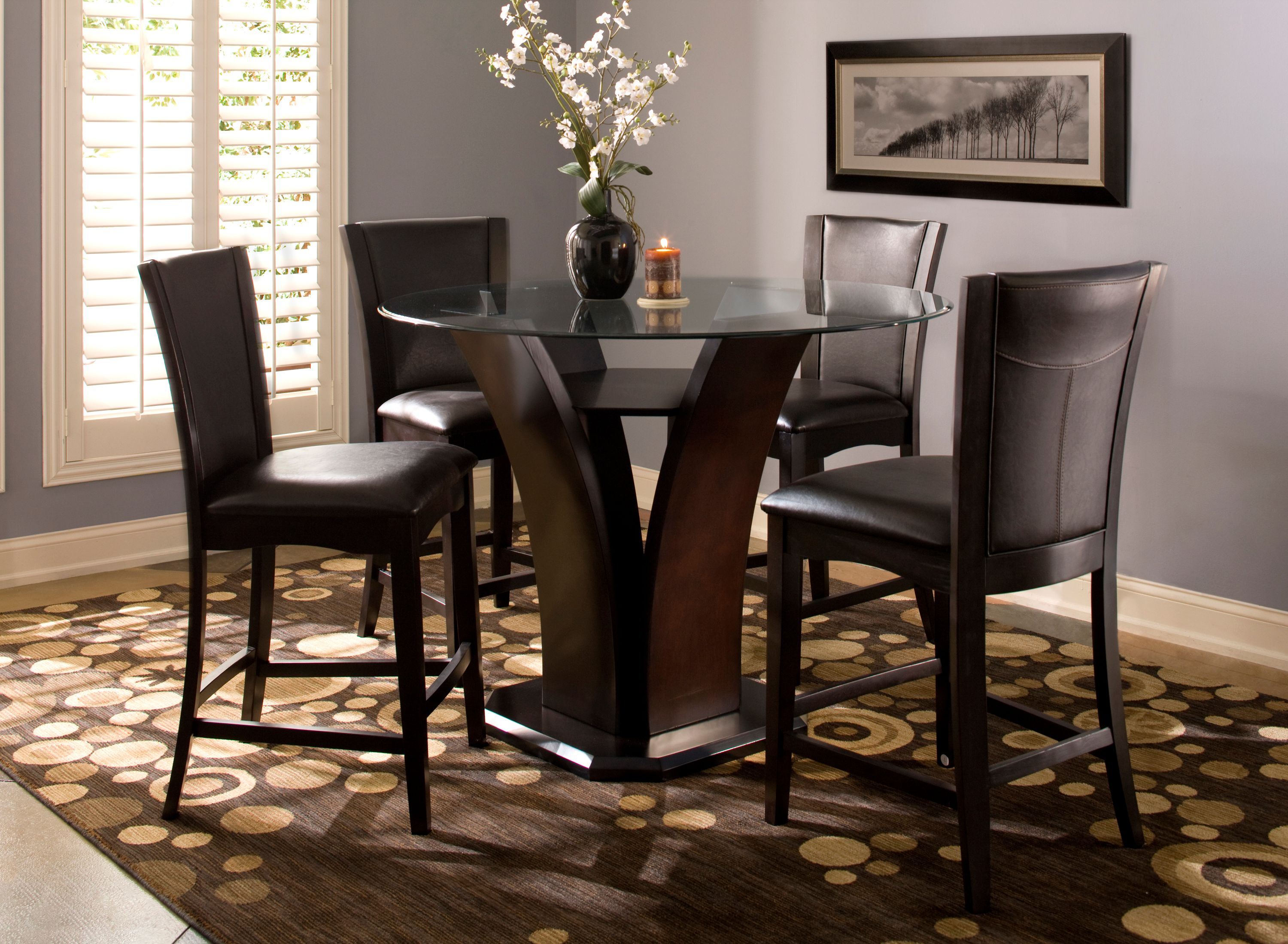 Venice 5-pc. 48" Glass Counter-Height Dining Set