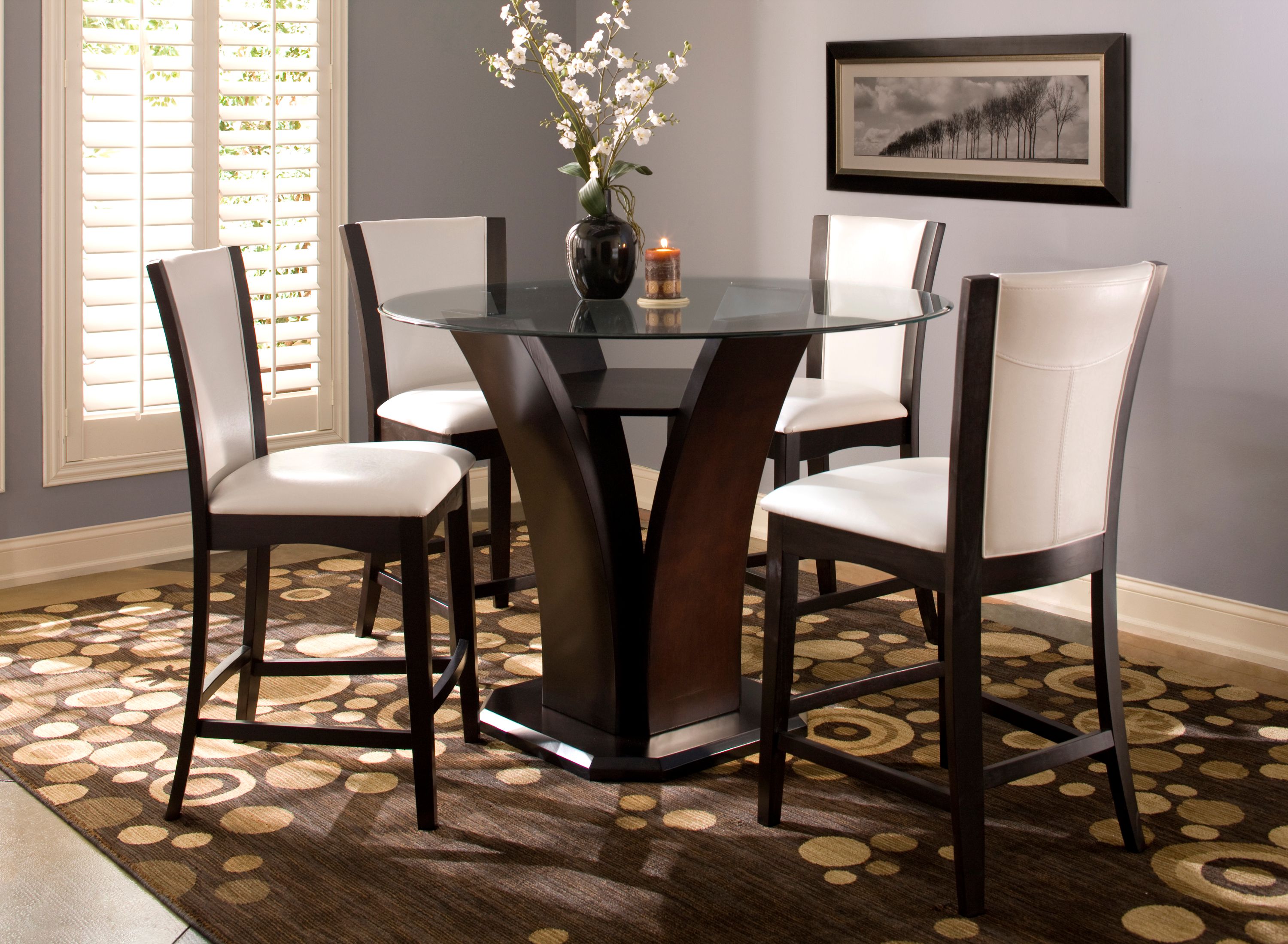 Venice 5-pc. 54" Glass Counter-Height Dining Set