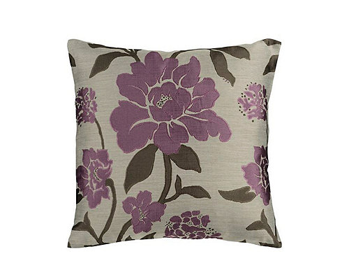 Floral-Patterned Taupe and Plum Throw Pillow Throw Pillows Raymour and Flanigan Furniture
