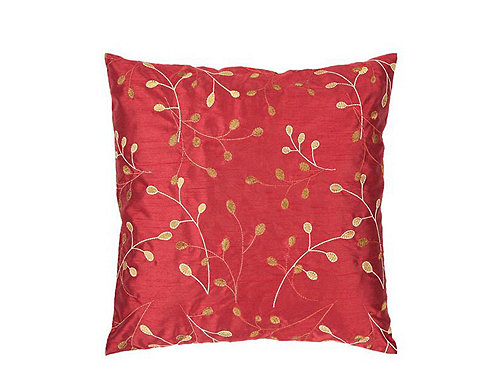 Leaf-Patterned Red and Gold Throw Pillow Throw Pillows Raymour and Flanigan Furniture ...