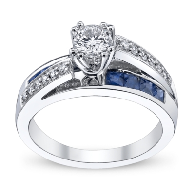 White gold diamond sapphire engagement rings