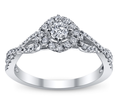 Cherish 10K White Gold Diamond Engagement Ring 1/2 Carat Total Weight