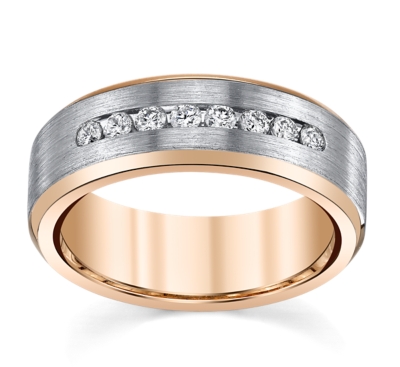 Two tone diamond mens ring