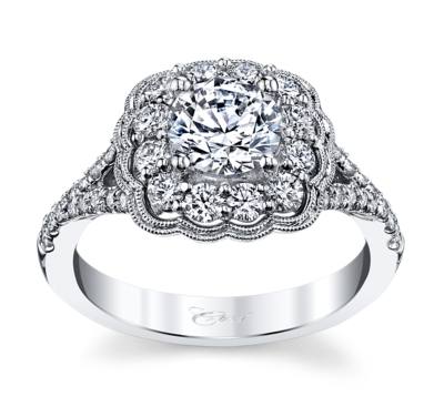 Coast 14k white gold diamond engagement ring setting