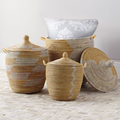 Senegalese Storage Collection - White/Natural, Set of 3