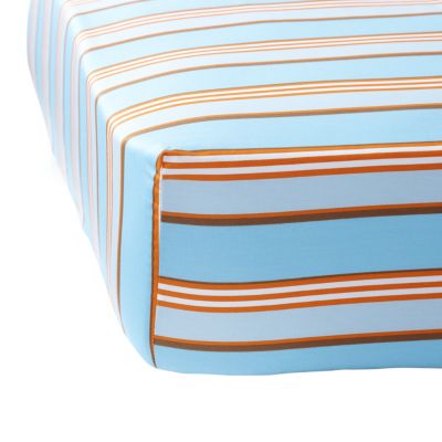 Aqua/Orange Club Stripe Crib Sheet