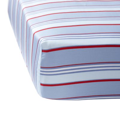 Blue/Red Club Stripe Crib Sheet