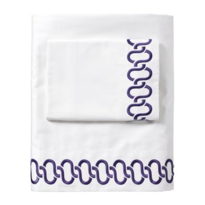 Royal Purple Savoy Links Embroidered Sheet Set