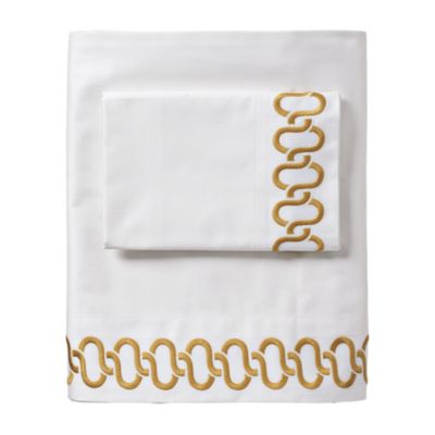 Ochre Savoy Links Embroidered Sheet Set
