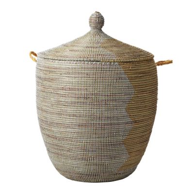 Senegalese Storage Basket - White/Natural, Large