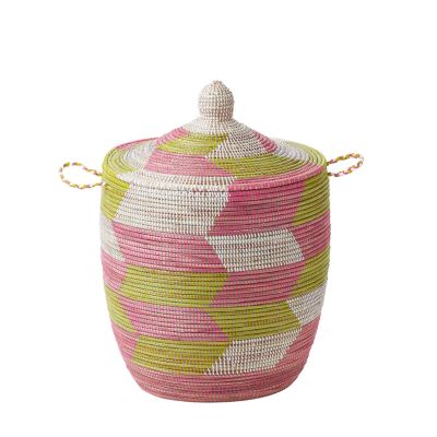 Senegalese Storage Basket - Pink, Medium