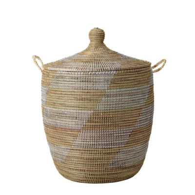 Senegalese Storage Basket - White/Natural, Medium