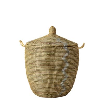Senegalese Storage Basket - White/Natural, Small
