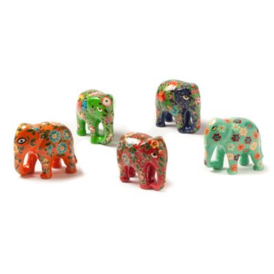 Hand-Painted Rajasthani Elephants - Set of 5