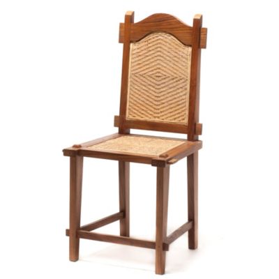 Teak And Rattan Dining Chairs - Set of Two