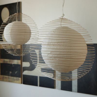 Rattan & Fabric Round Pendant - Small
