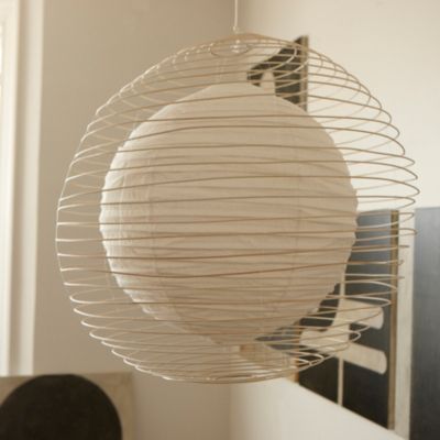 Rattan & Fabric Round Pendant - Large