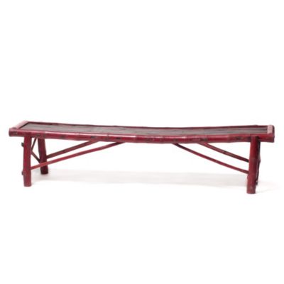 Antique Bamboo Bench - Red