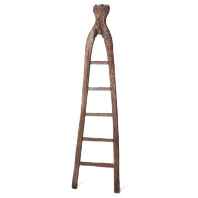 Vintage Balinese Hand-Carved Teak Ladder