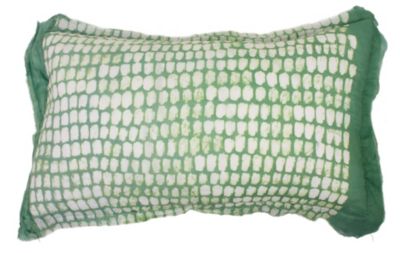 "Green Dashes" Batik Lumbar Pillow by Robert Moore