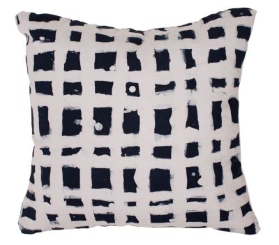 Navy and White Crosshatch Batik Pillow by Robert Moore