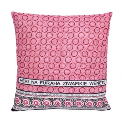 Zanzibari Kanga Cloth Pillow - Pink Dots