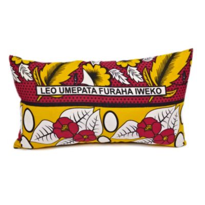 Zanzibari Kanga Cloth Pillow - Yellow Flowers