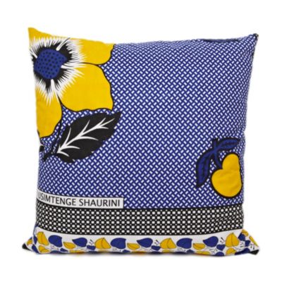 Zanzibari Kanga Cloth Pillow - Yellow Flowers