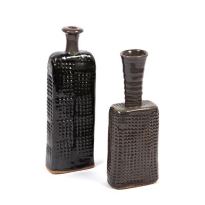 Pair of Mid-Century Textured Ceramic Vases