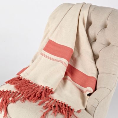 Cotton Summer Stripe Throw - Coral