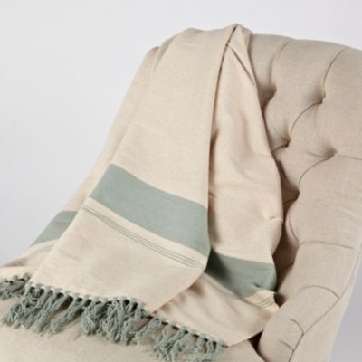 Cotton Summer Stripe Throw - Turquoise
