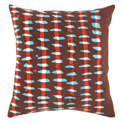 Red and Blue Dashes Pillow by Robert Moore