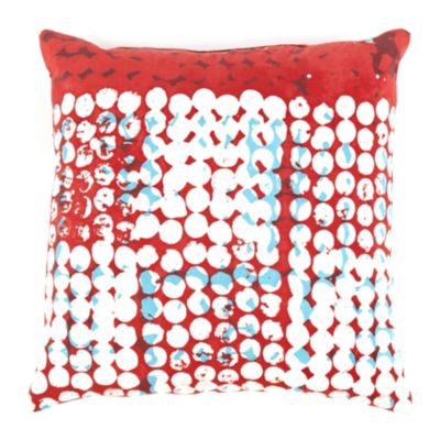 Red and Blue Dots Pillow by Robert Moore