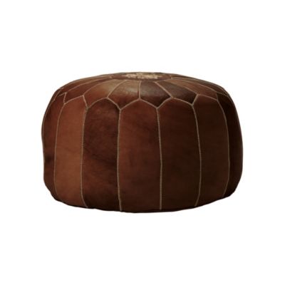 Tan Moroccan Leather Pouf