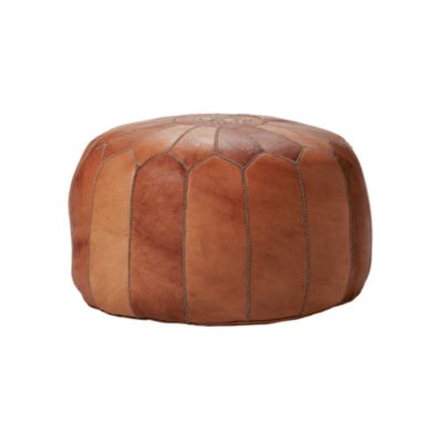 Tan Moroccan Leather Pouf