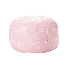 Pink Moroccan Leather Pouf