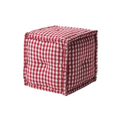 Square Gingham Pouf  Red