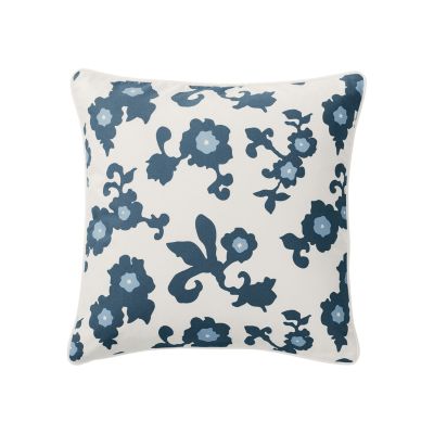 Navy Gardenia Throw Pillow
