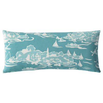 Skylake Toile Outdoor Lumbar Pillow - Turquoise