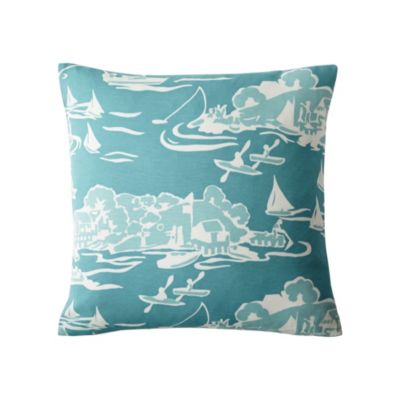 Skylake Toile Outdoor Pillow - Turquoise