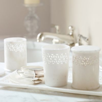 Jali Marble Vanity Canisters - Set of 3