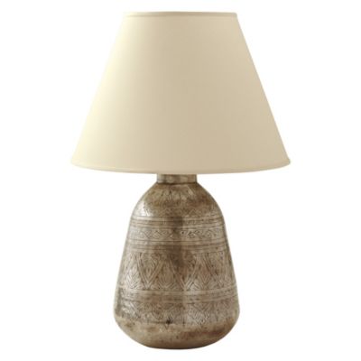 Hammered Metal Lamp – Etched Floral