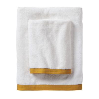 Mustard Border Frame Bath Towels