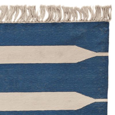 Paddle Stripe Cotton Dhurrie Swatch  Indigo