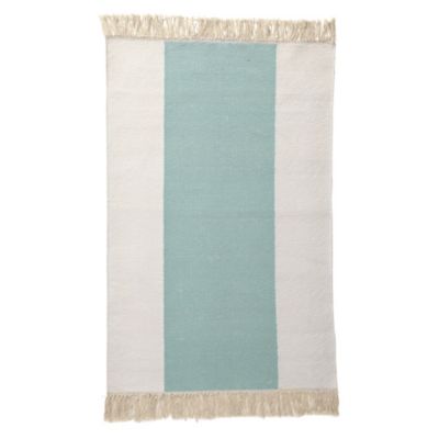 Aqua Broad Stripe Bath Dhurrie