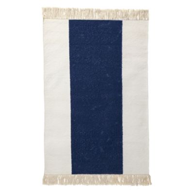 Navy Broad Stripe Bath Dhurrie